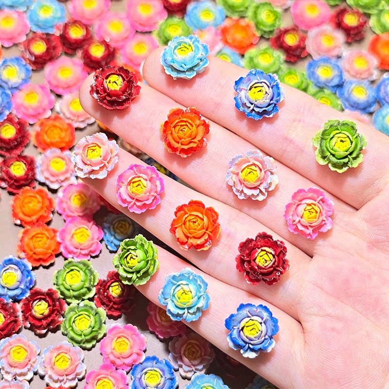 Resin Art Rose - 50 sztuk, mieszane kolory, trójwymiarowe ozdoby
